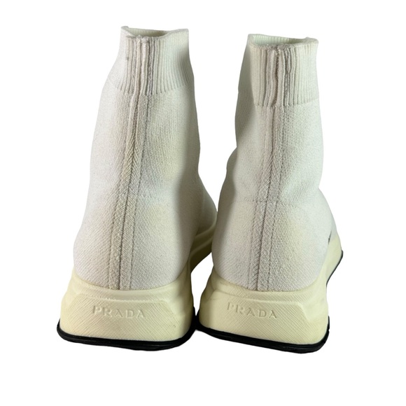 PRADA White Cloth Sock Women's High Top Sneakers Marked as 37 - 7US - Picture 8 of 13